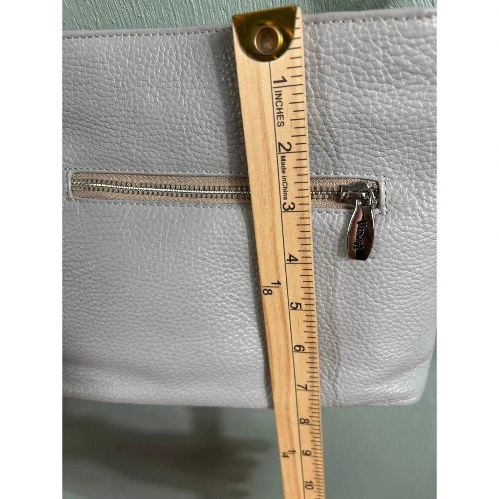 Valentina Italia Grey Pebbled Leather Crossbody Bag Brown Strap Made in‎ Italy